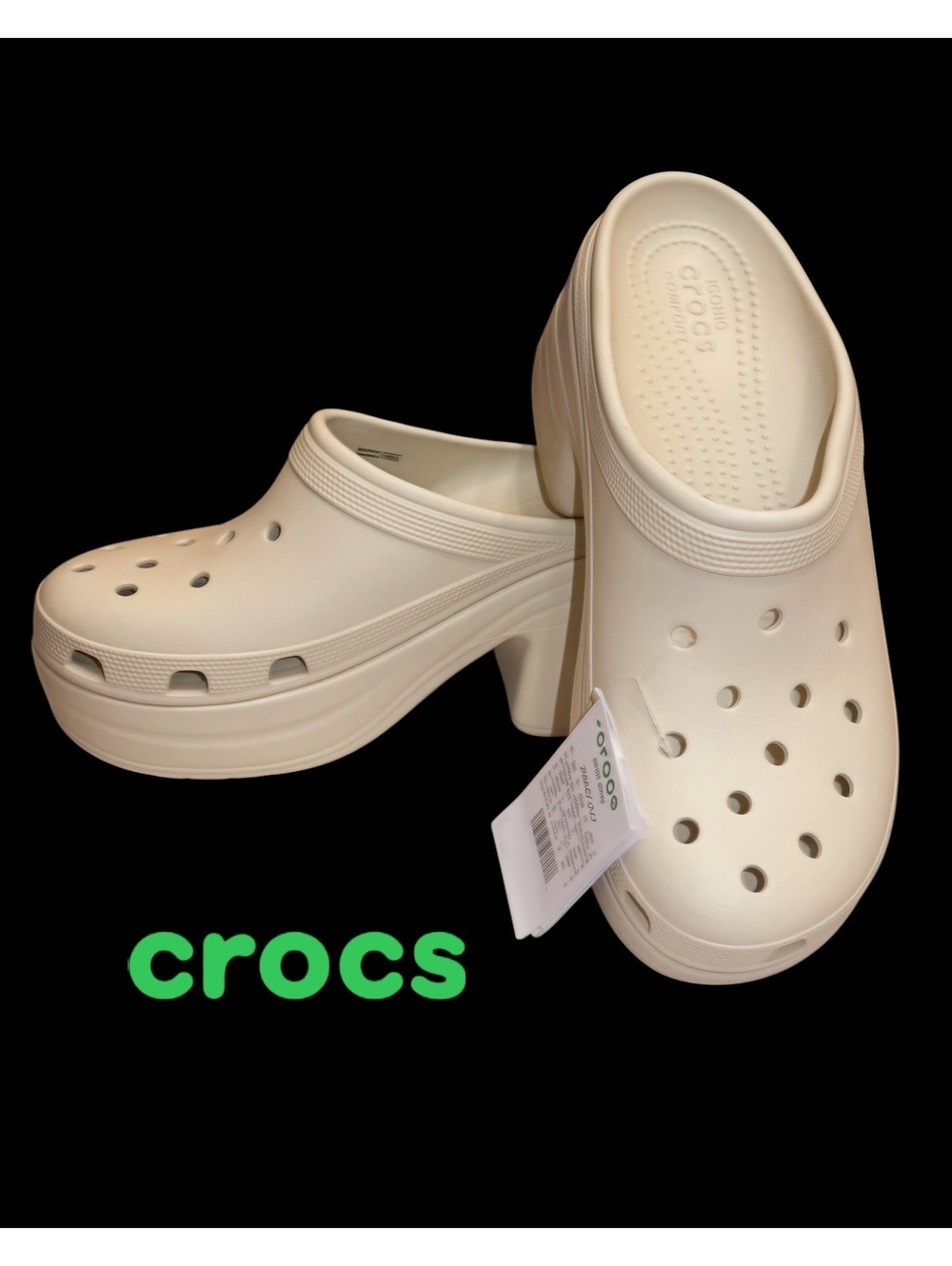 NWT Crocs Siren Platform Clogs Bone - Women's 12 / Men's 10